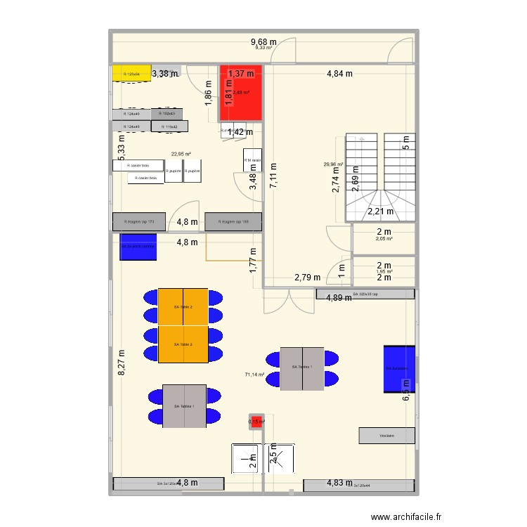 WA plan aménagement. Plan de 8 pièces et 140 m2
