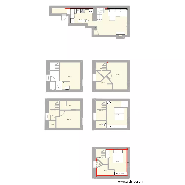 Projet 1. Plan de 20 pièces et 112 m²
