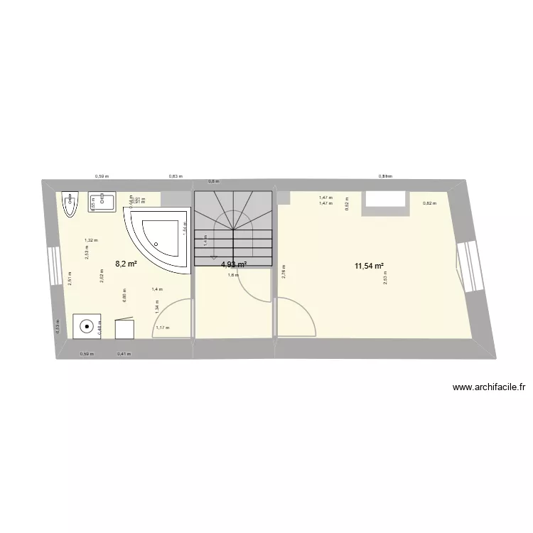 1er Fécamp 55 SdB. Plan de 3 Pièces et 25 m² 1er Fécamp 55 SdB. Plan de 3 Pièces et 25 m²