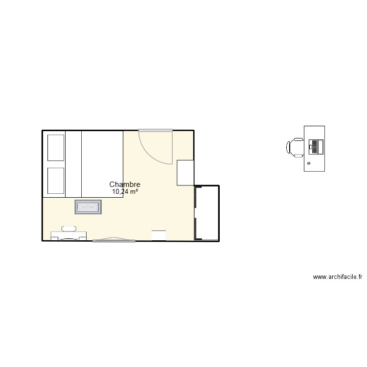 chambre. Plan de 1 pièce et 10 m2