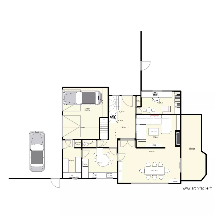 Maison Avelin apr&egrave;s modification. Plan de 28 pièces et 282 m²