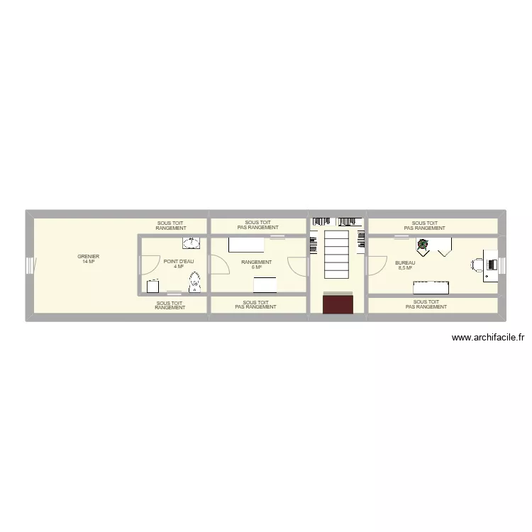 ETAGE VEDRIN. Plan de 9  et 47 m²