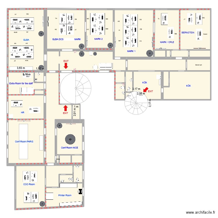 New location _B8_v13. Plan de 37 pièces et 407 m2
