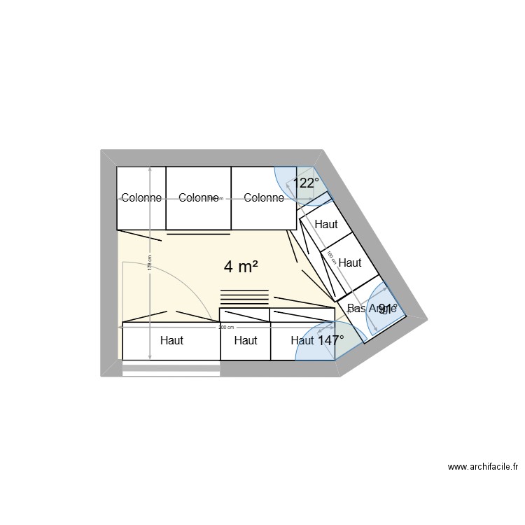 Caves. Plan de 1 pièce et 4 m2