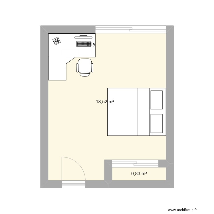maison des gens. Plan de 2 pièces et 19 m2