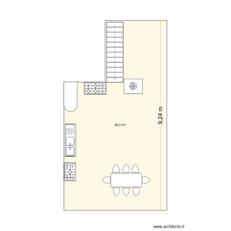 cuisine patio rich. Plan de 1 pièce et 40 m2