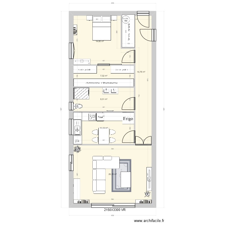 MARTI Catherine. Plan de 6 pièces et 82 m2