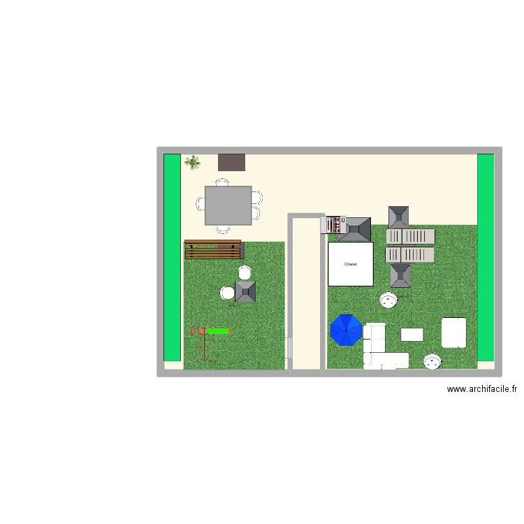 Terrasse. Plan de 2 pièces et 106 m2