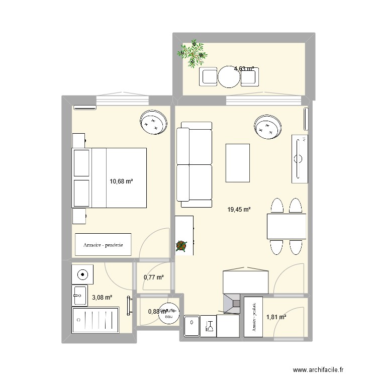 Appartement mer. Plan de 7 pièces et 41 m2