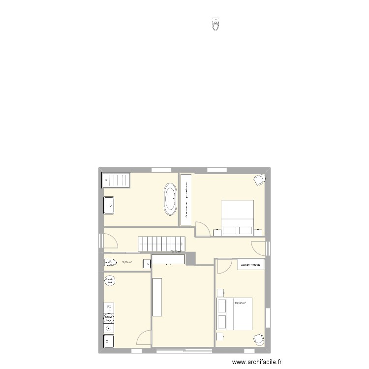 Rez de  jardin beausejour. Plan de 3 pièces et 86 m2