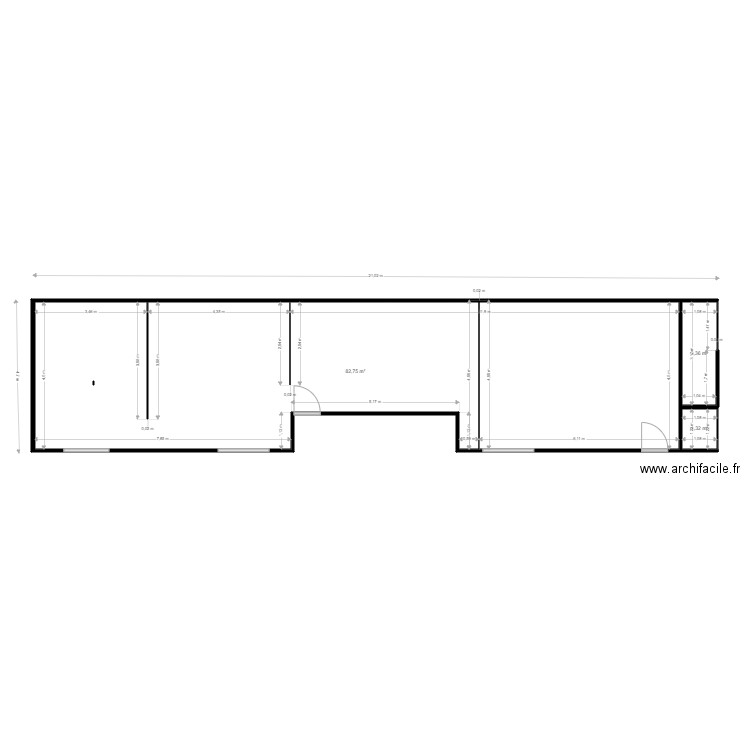 vestiaire. Plan de 3 pièces et 87 m2