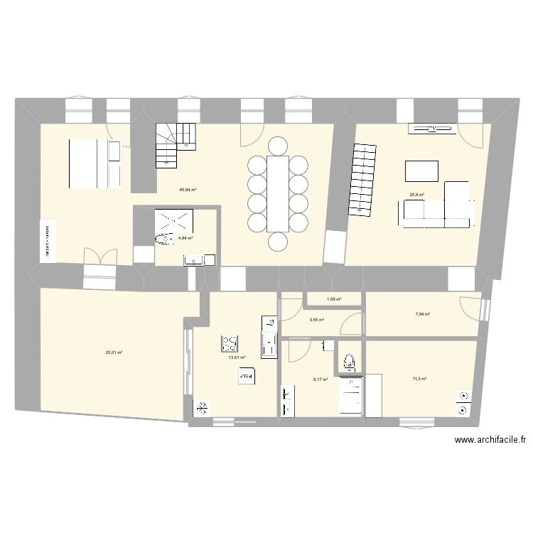 Bouriot aménagement sept 2024. Plan de 10 pièces et 146 m2