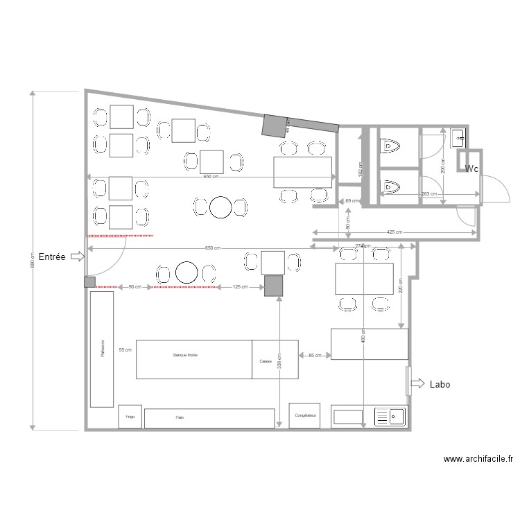 Tea-room Corinne. Plan de 0 pièce et 0 m2
