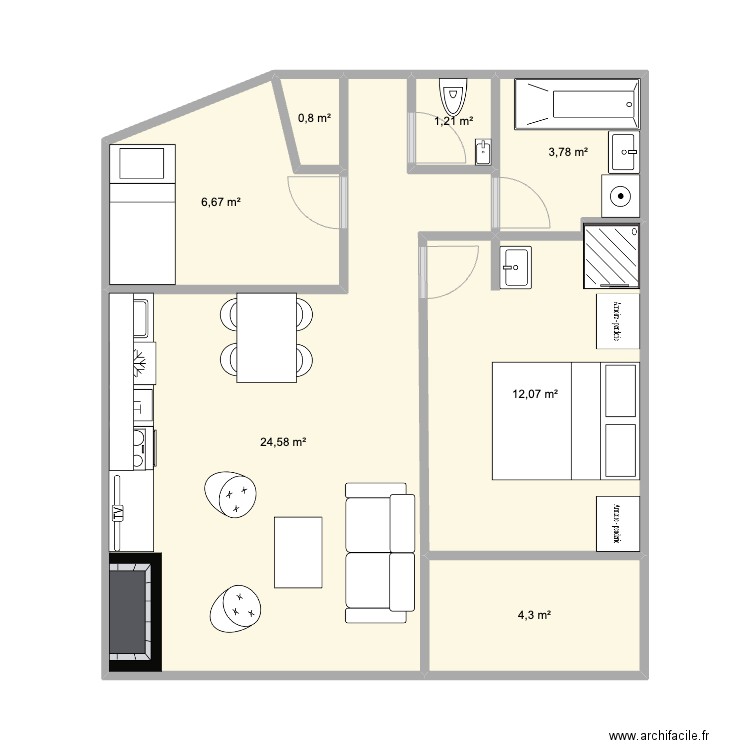 MEGEVE 1. Plan de 7 pièces et 53 m2