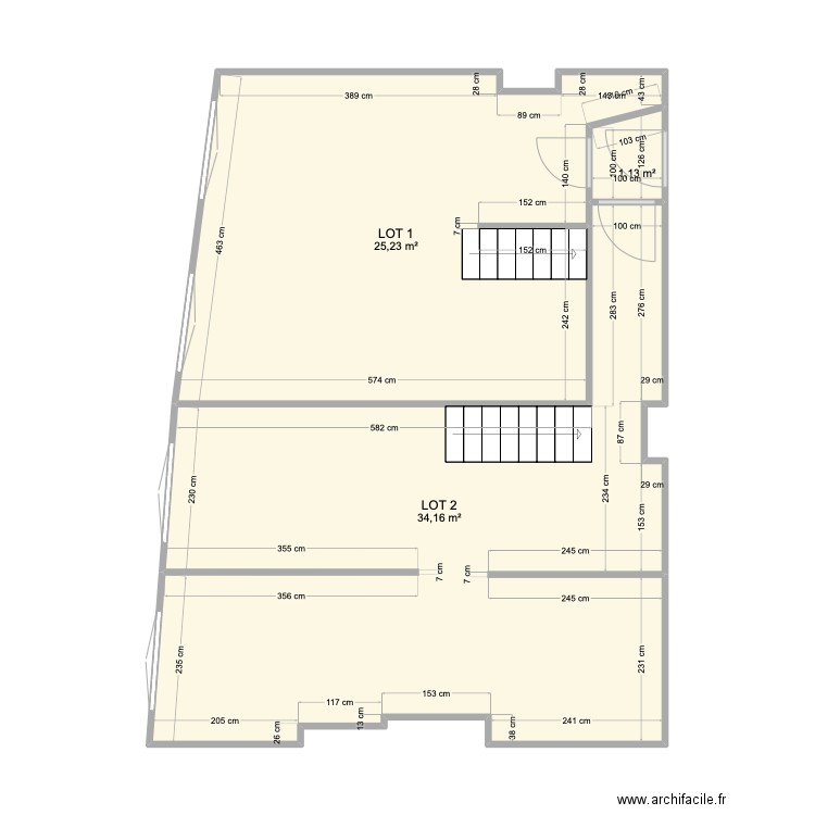 appartement CELU. Plan de 3 pièces et 61 m2