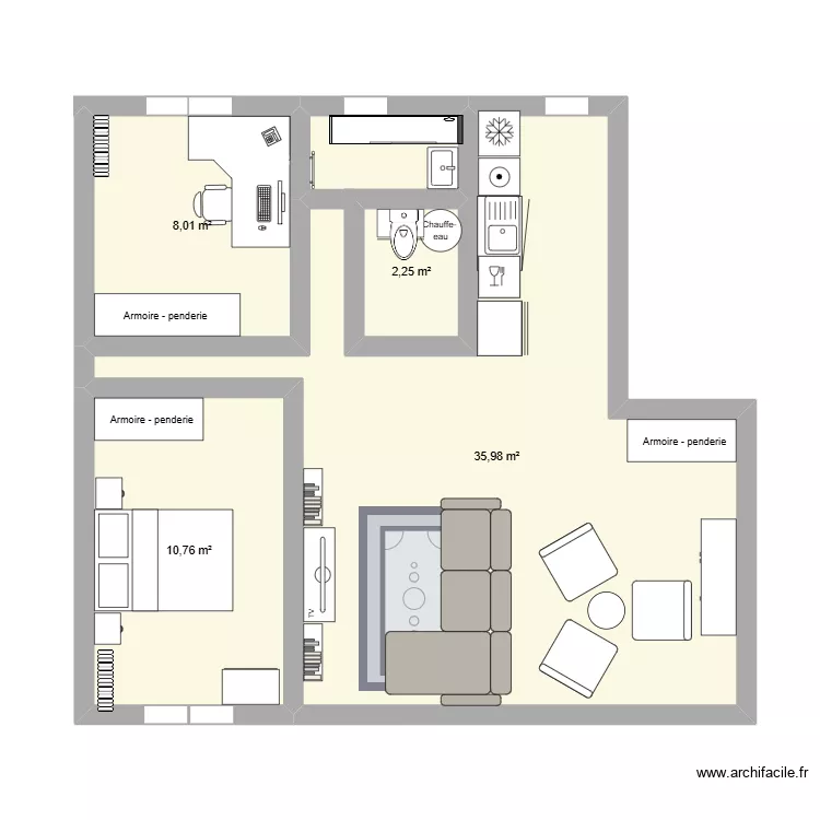 Plan Asni&egrave;res. Plan de 4  et 57 m²