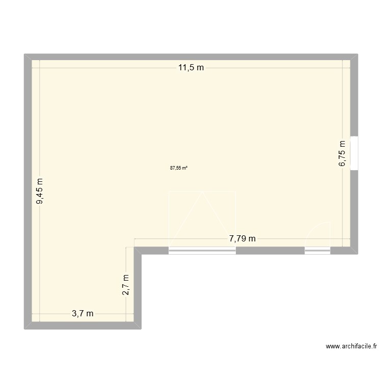 garage. Plan de 1 pièce et 88 m2