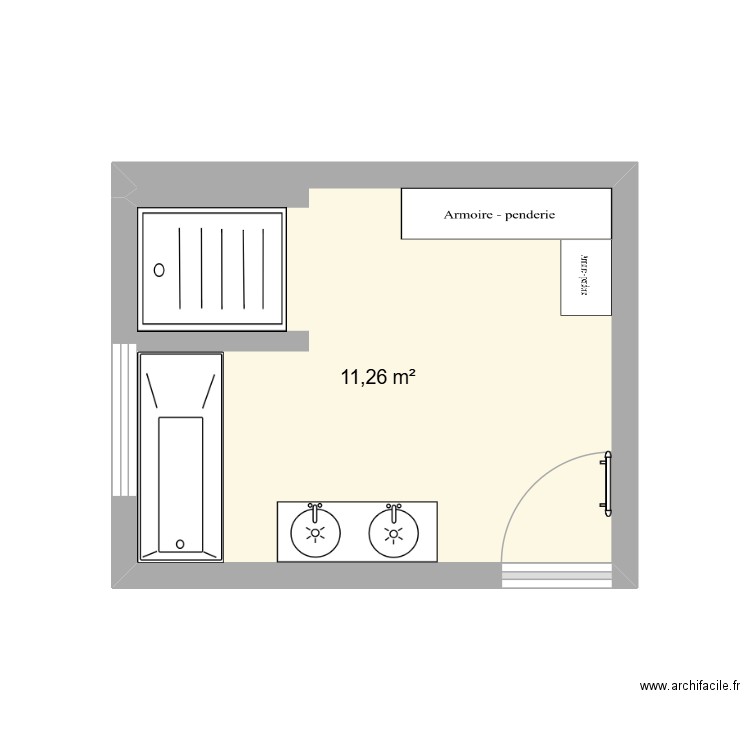 Salle de bain. Plan de 1 pièce et 11 m2
