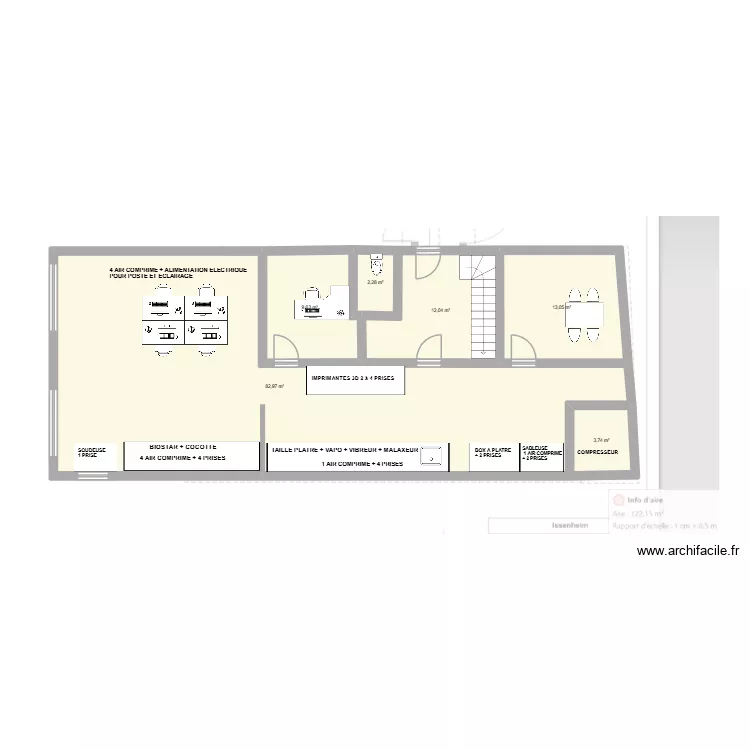 labo issenheim. Plan de 6  et 124 m²