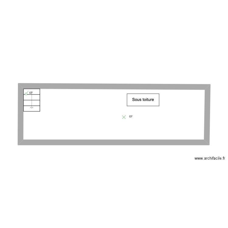 Sous Toiture. Plan de 1 pièce et 22 m2