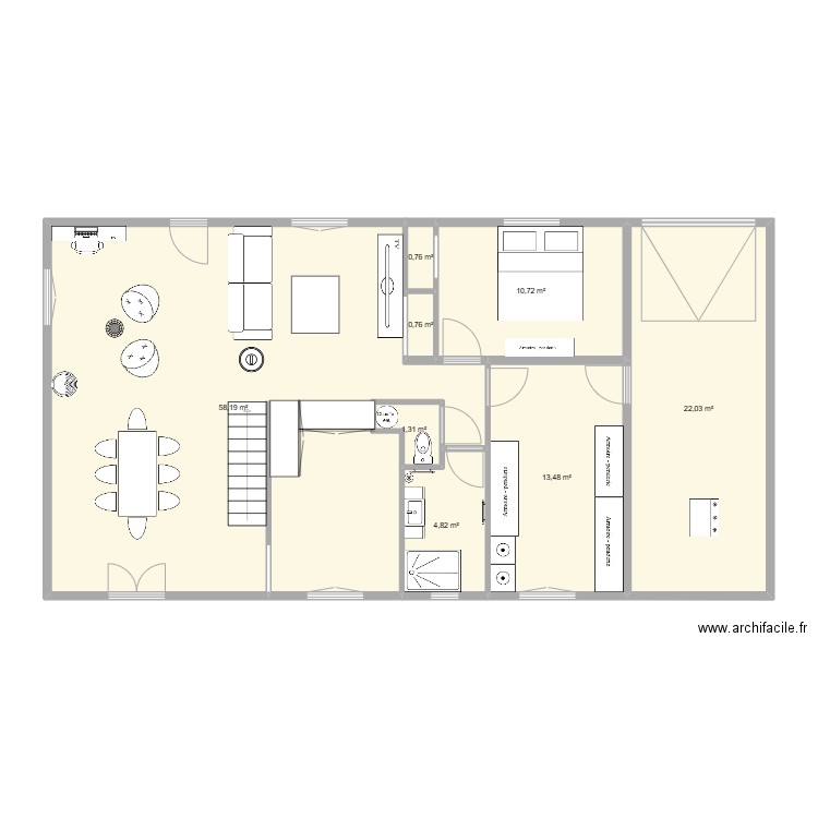 Chalet. Plan de 8 pièces et 112 m2