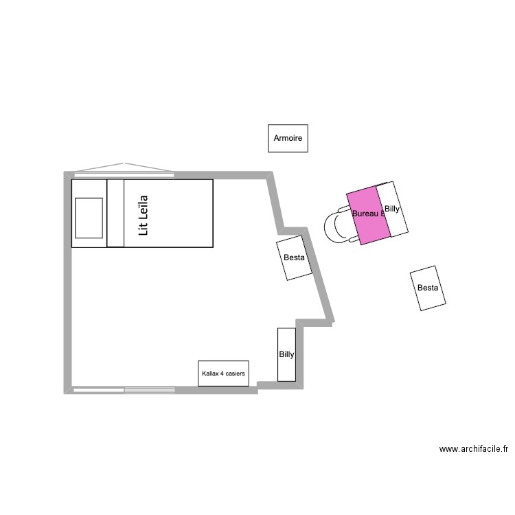 Nouvelle chambre de Leïla. Plan de 0 pièce et 0 m2