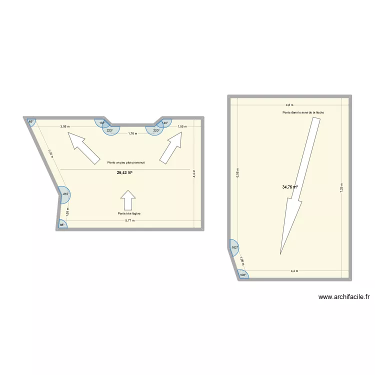 terrasse sierro tyrosse. Plan de 2  et 61 m²
