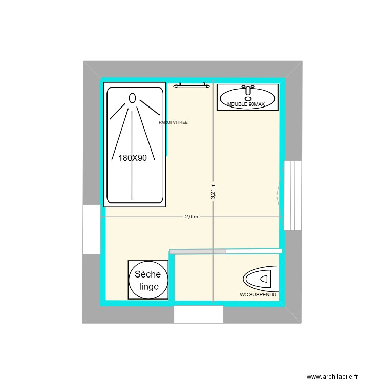 POULIN. Plan de 1 pièce et 8 m2