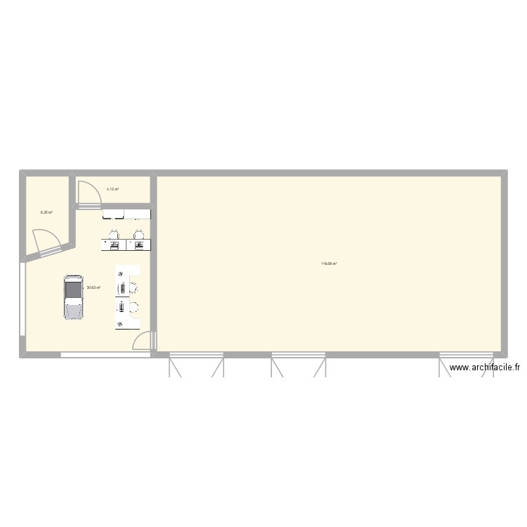 Garage. Plan de 4 pièces et 160 m2