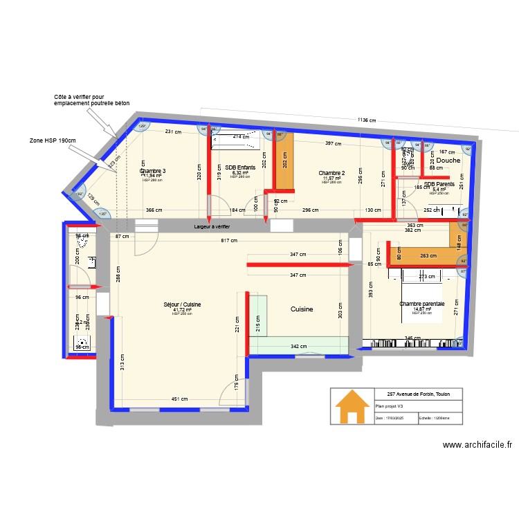 257 Forbin Projet V3. Plan de 9 pièces et 97 m2