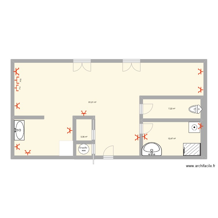 plan prise. Plan de 4 pièces et 104 m2