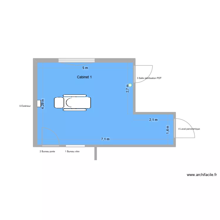 50677 Cabinet 1. Plan de 1  et 25 m²