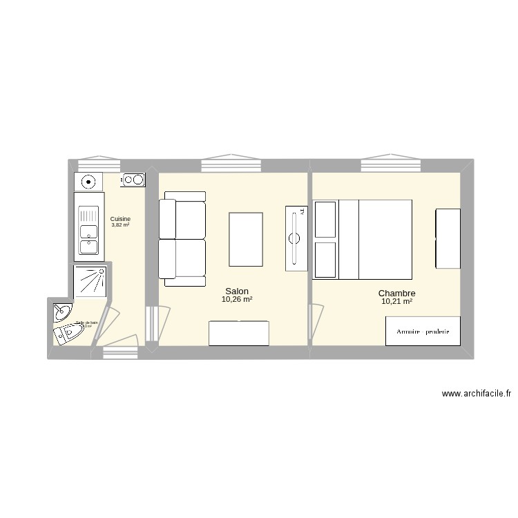 Montreuil V1. Plan de 4 pièces et 26 m2