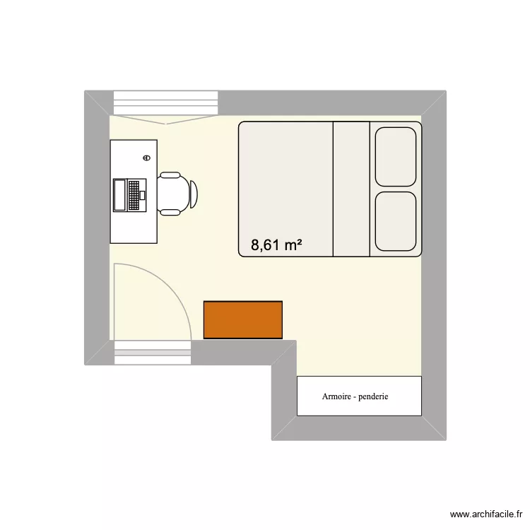 bureau. Plan de 1 Pièce et 9 m² bureau. Plan de 1 Pièce et 9 m²