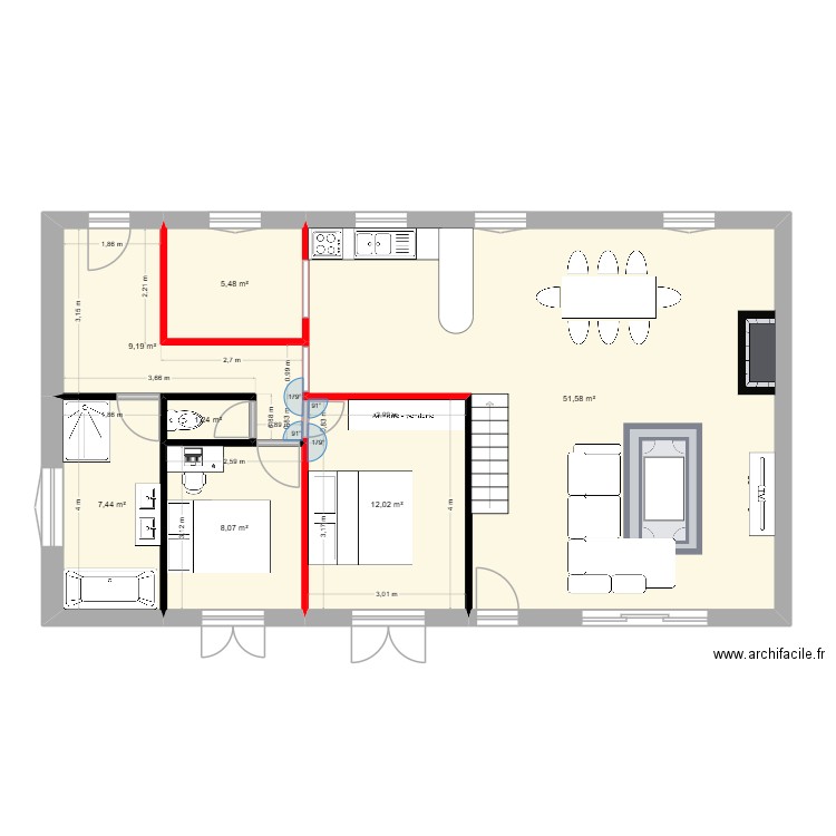 Plan de saint momo. Plan de 7 pièces et 95 m2