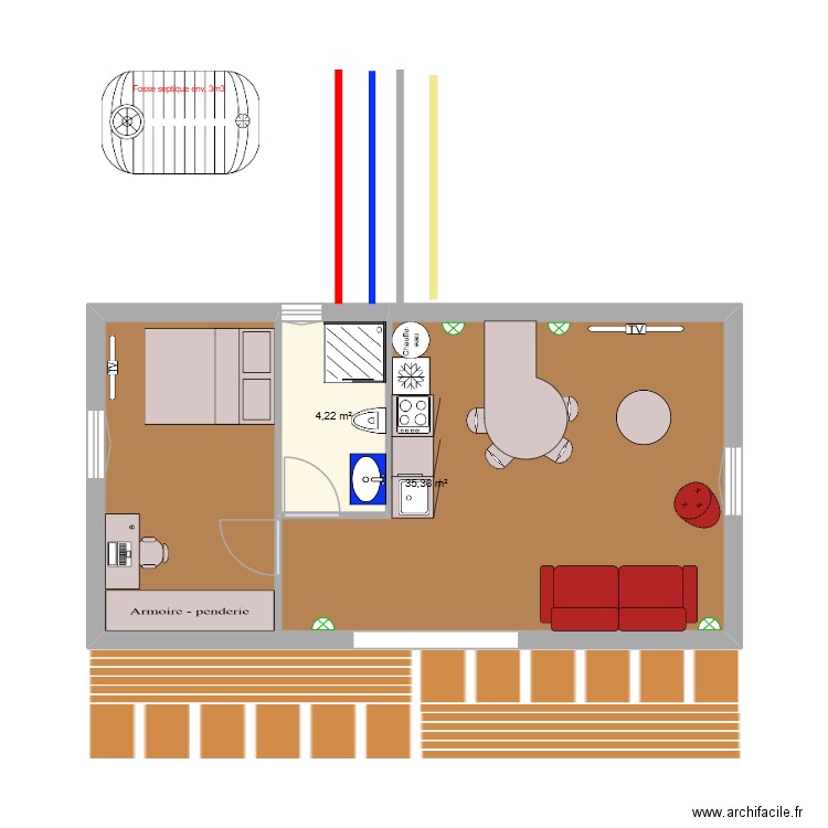 40 m². Plan de 2 pièces et 40 m2