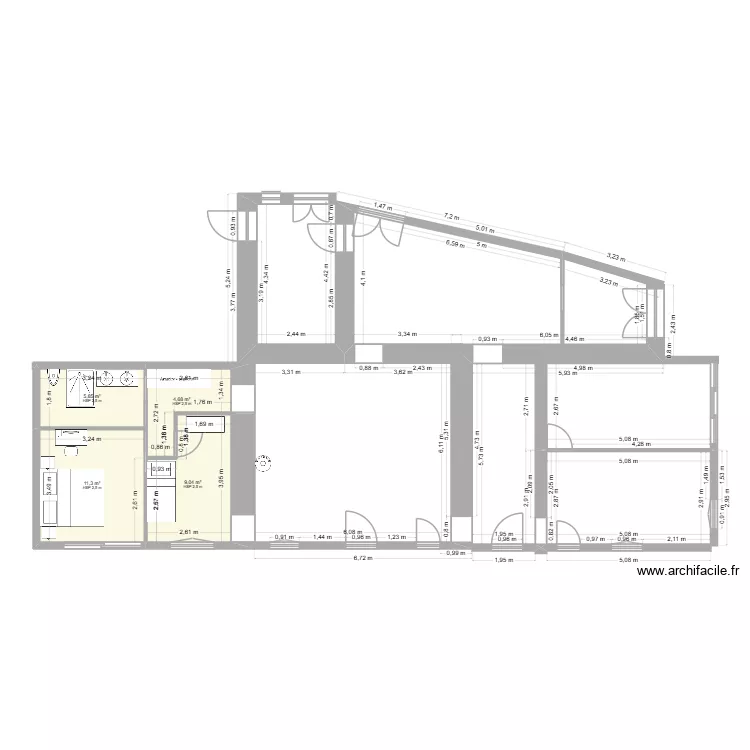 rez de chauss&eacute;. Plan de 4  et 31 m²