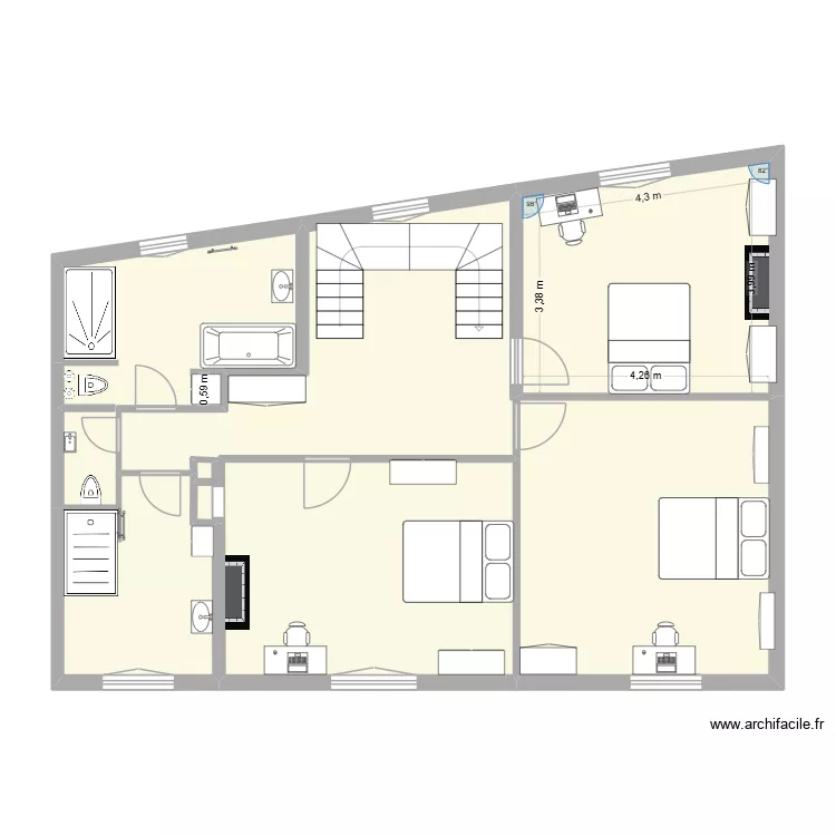 DH - 2eme etage 15/09/26. Plan de 5 Pièces et 92 m² DH - 2eme etage 15/09/26. Plan de 5 Pièces et 92 m²