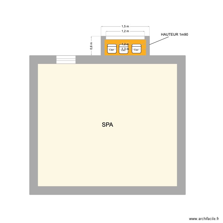 plan abri gaz spa. Plan de 2 pièces et 17 m2