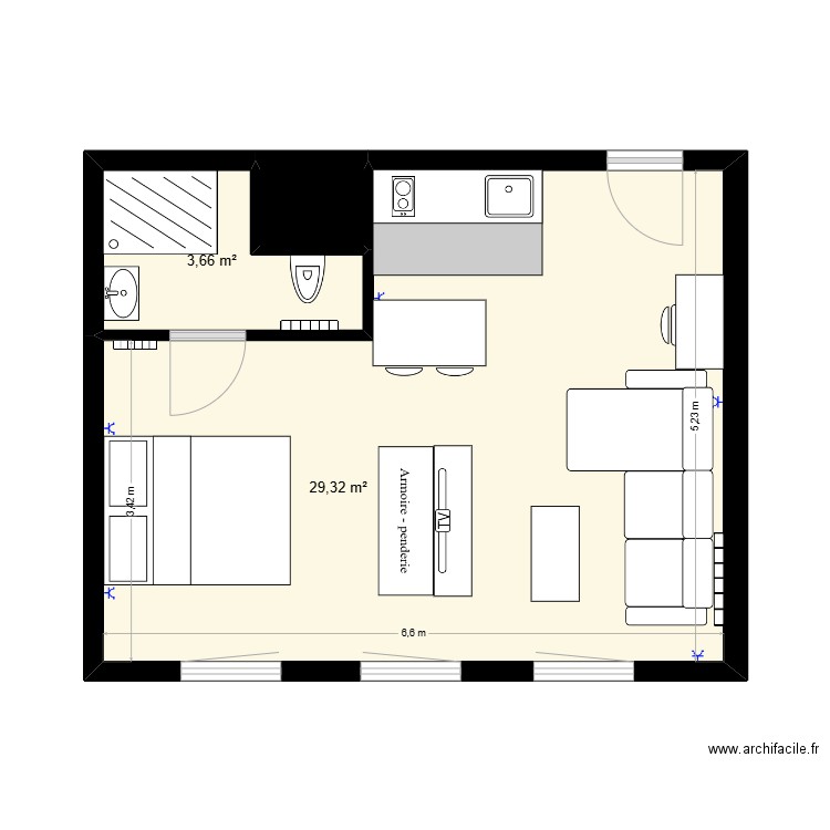 Studio Une Personne 5. Plan de 0 pièce et 0 m2