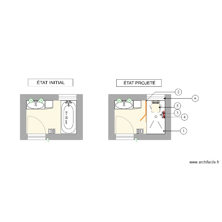 ORTOLI. Plan de 2 pièces et 6 m2