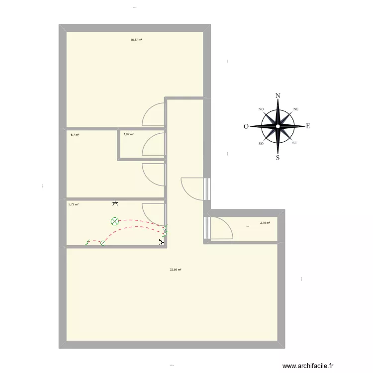 maison type1 Wes. Plan de 6  et 64 m²