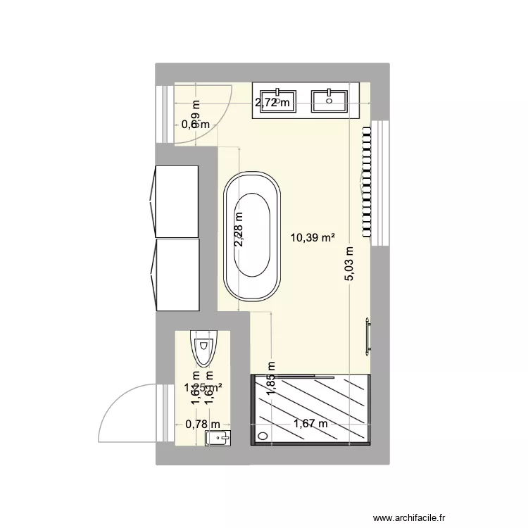 Sdb_Offemont. Plan de 2 pièces et 12 m² Sdb_Offemont. Plan de 2 pièces et 12 m²