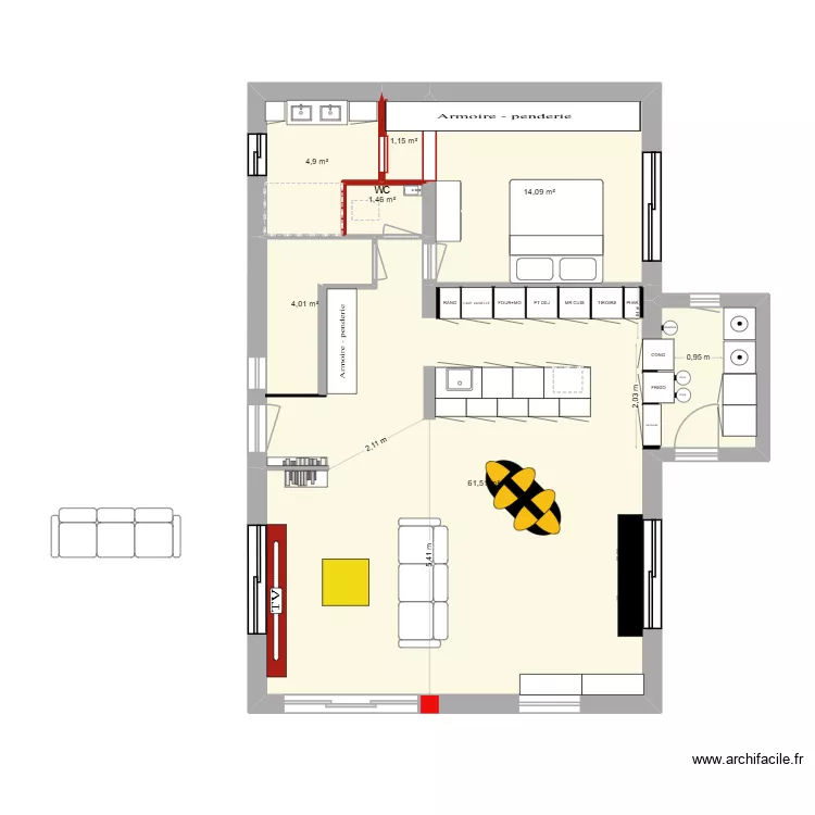 definitif. Plan de 6 Pièces et 87 m²