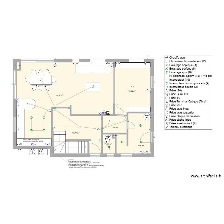 Mathieu RDC. Plan de 17 pièces et 170 m2