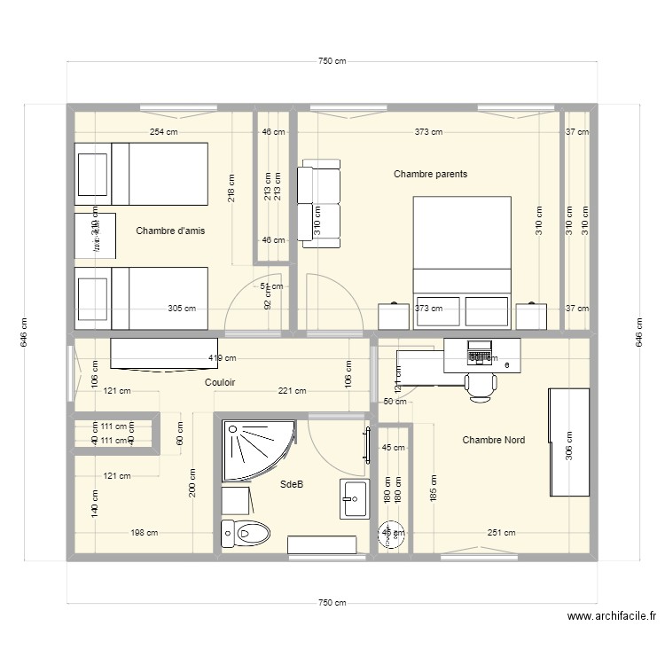 essai2. Plan de 9 pièces et 43 m2