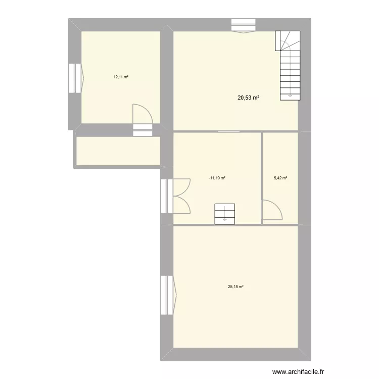FAURE RDC. Plan de 4  et 56 m²