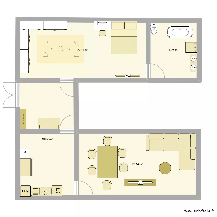 arwakouider. Plan de 4  et 72 m²
