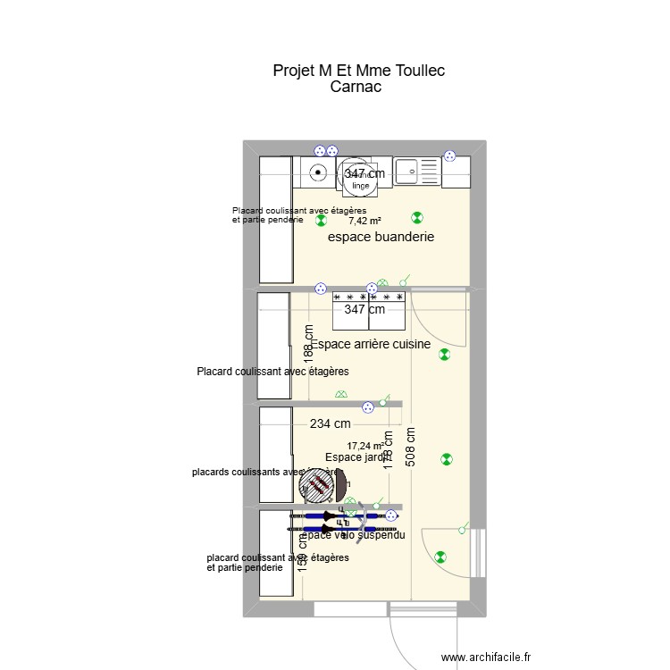 Projet garage. Plan de 2 pièces et 25 m2