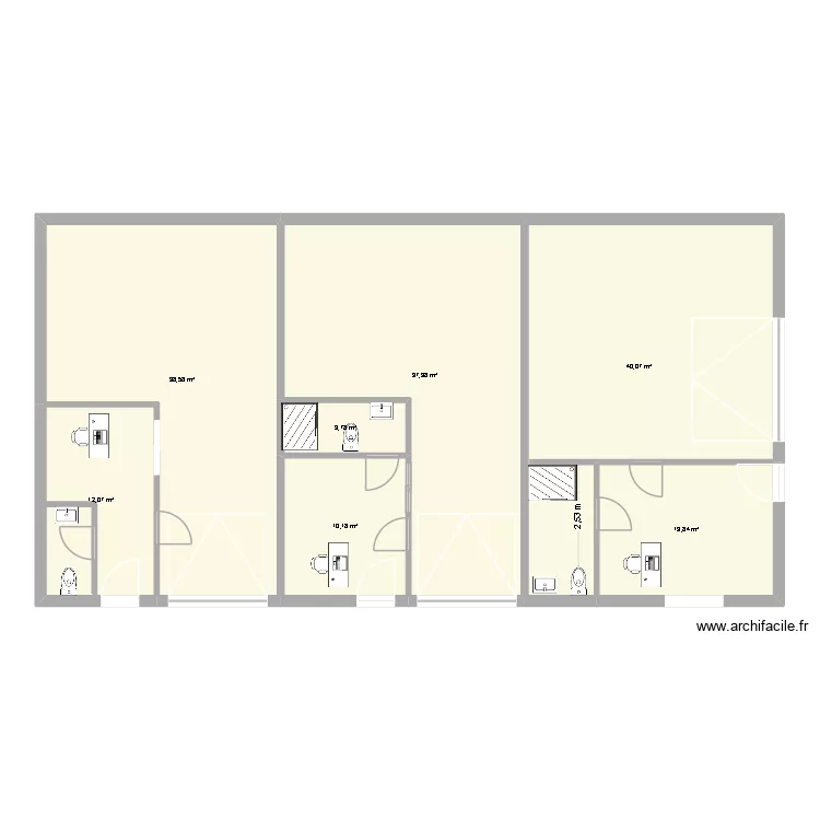 narrosse local. Plan de 7  et 157 m²
